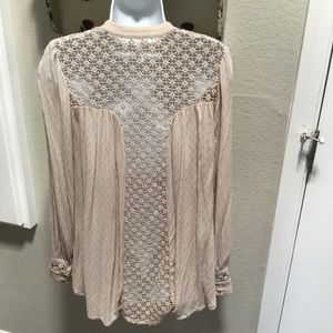 Free People Lace Back Blouse Taupe Generously Size